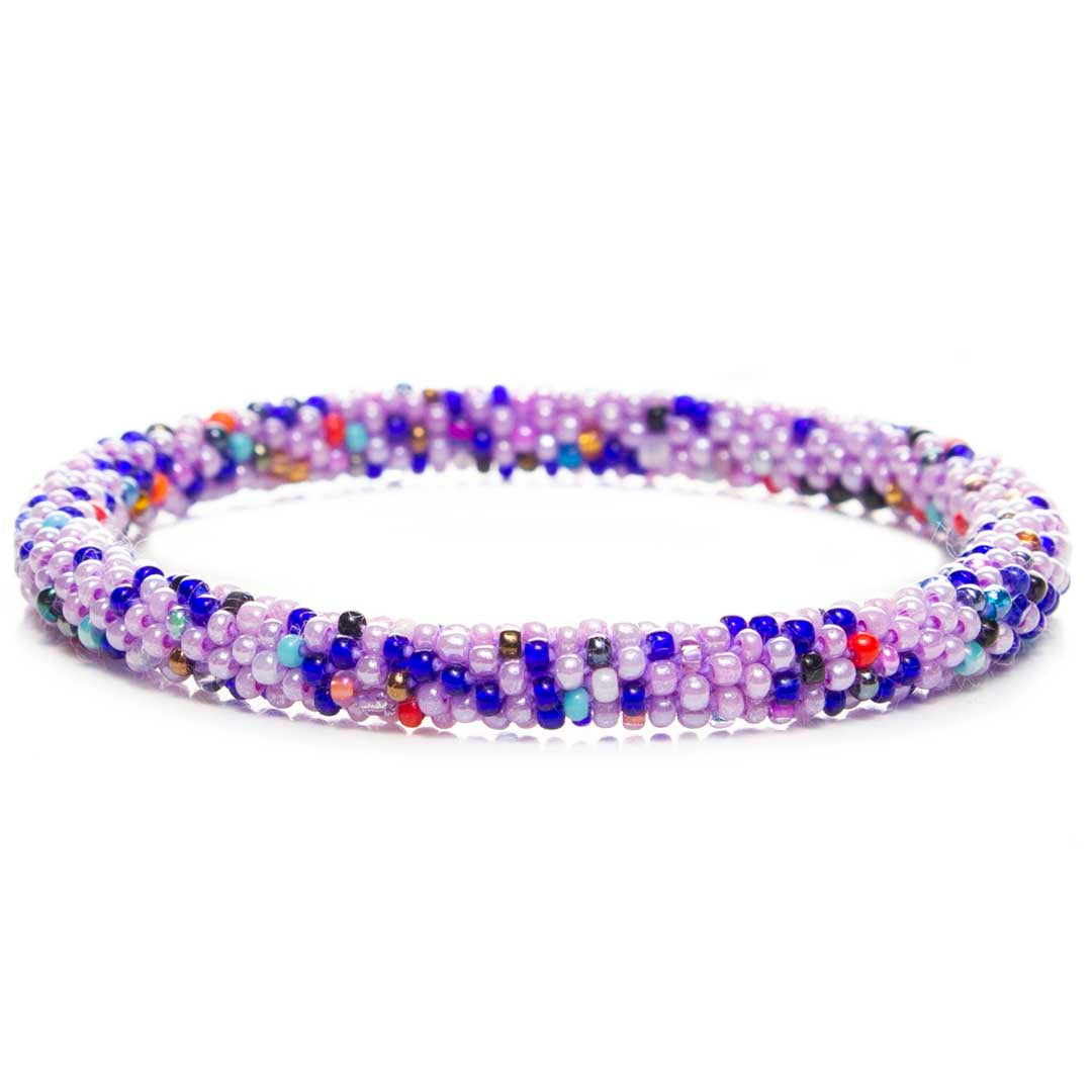 Purple Confetti Sprinkles Handmade Beaded Bead Bracelet Jewelry for Women-1