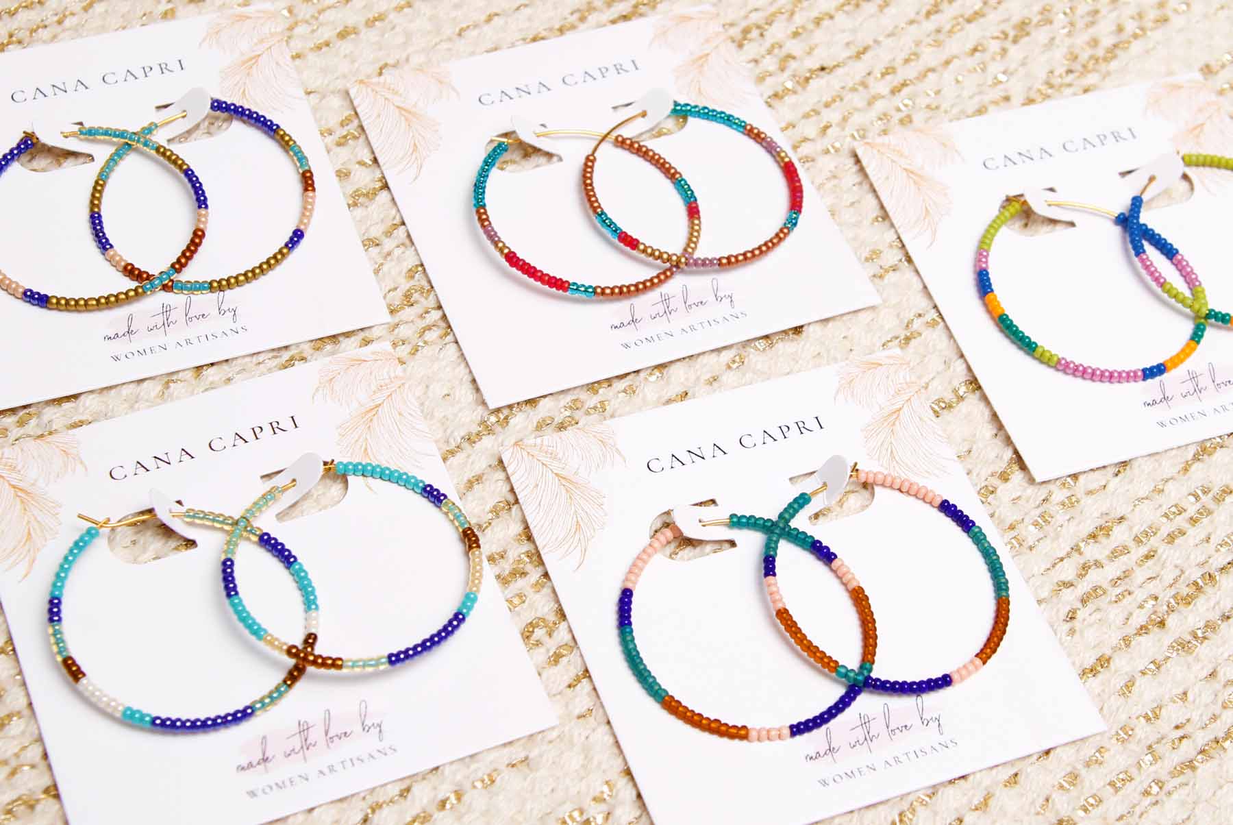 Colorful Seed Bead Hoop Earrings-Artisan Jewelry