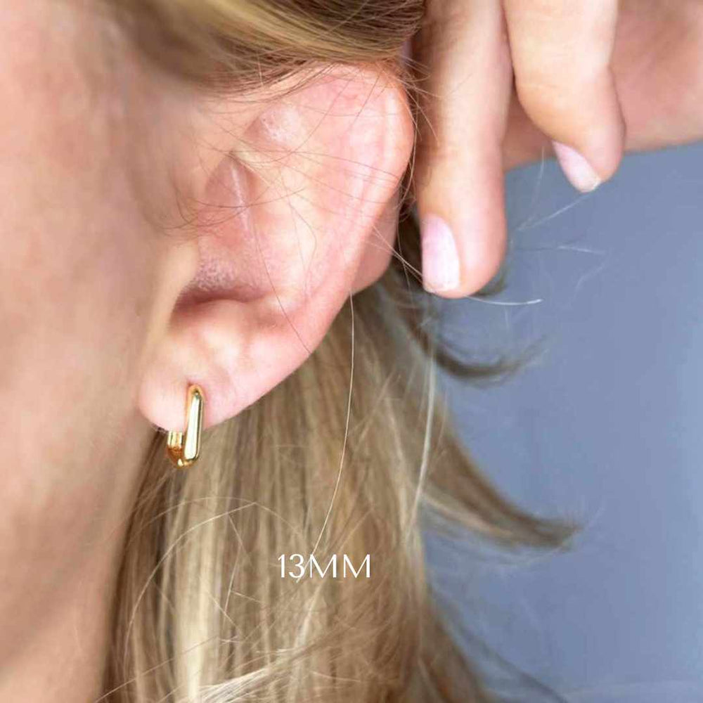 18K Gold Filled Crystal CZ Cubic Zircon Zirconia Rectangular Hoop Earrings for Women-Hoops On Mini