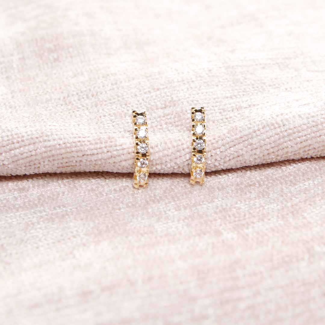 18K Gold Filled Crystal Bar Earrings-Front