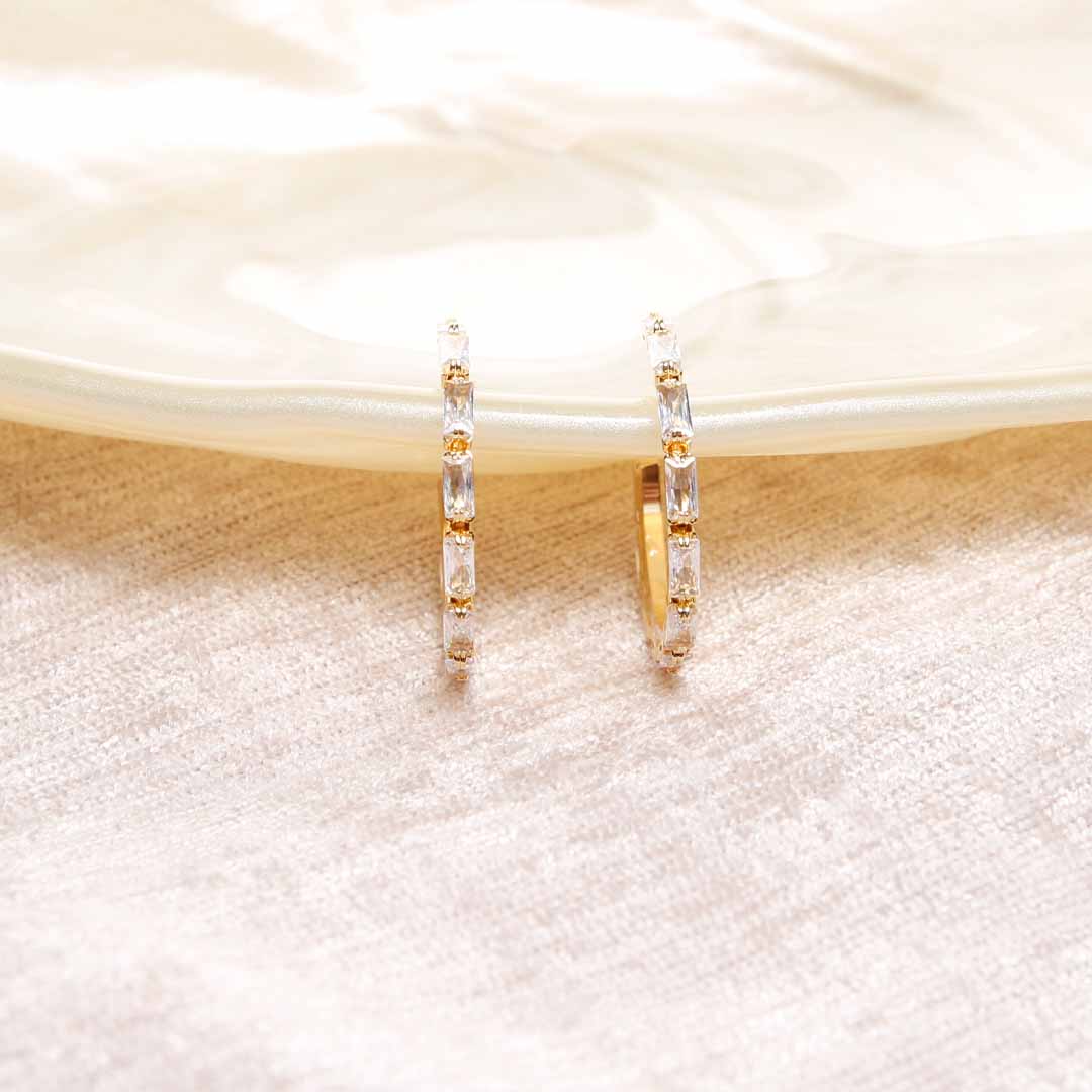 18K Gold Filled Crystal Hoop Earrings Large