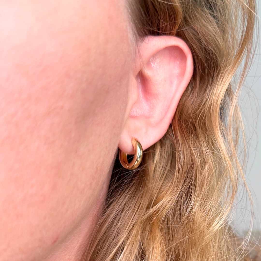 18K Gold Filled Dainty Hoop Earrings Clicker Style On