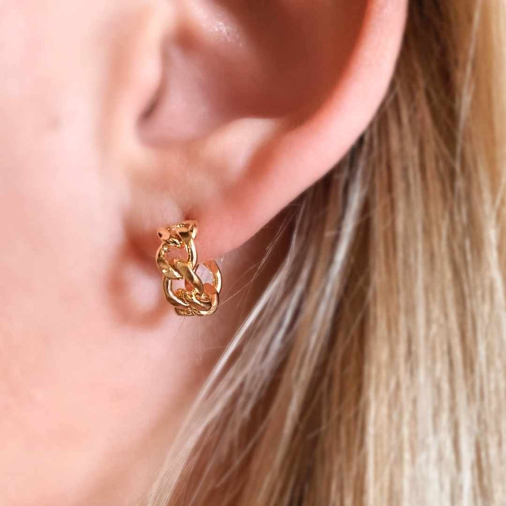 18K Gold Filled Link Hoop Earrings-On