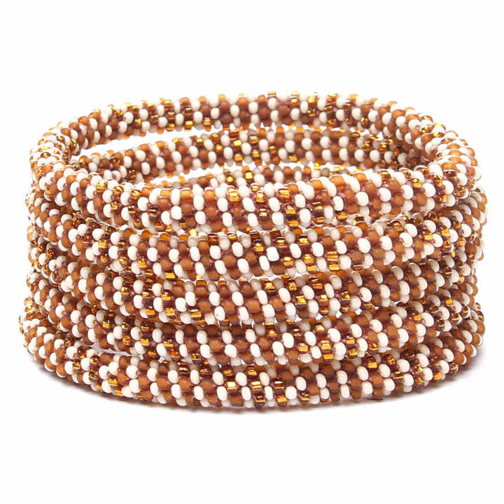 Almond Milk Hot Cocoa Stripe Beaded Bracelet