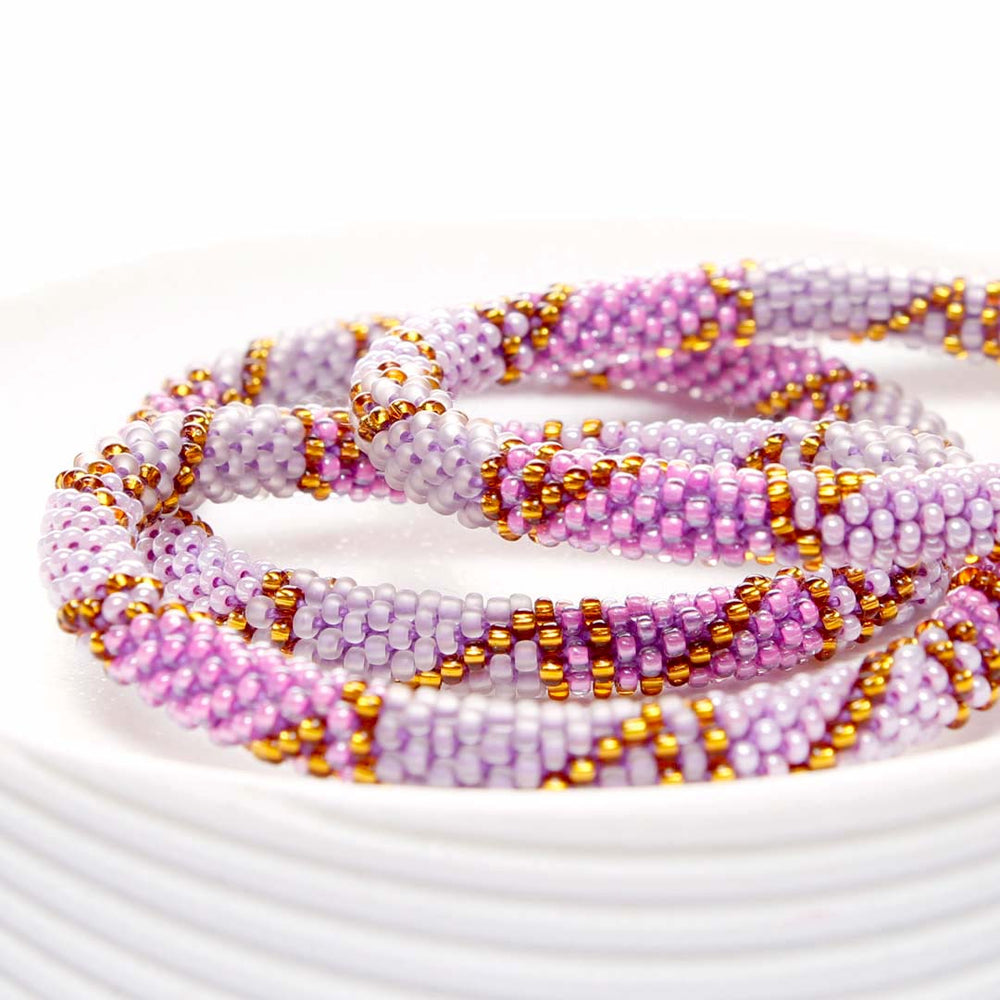 Amber Orchid Beaded Bracelet-Side