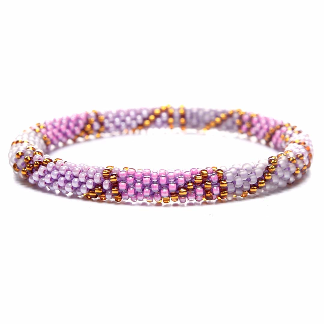 Amber Orchid Beaded Bracelet-Front