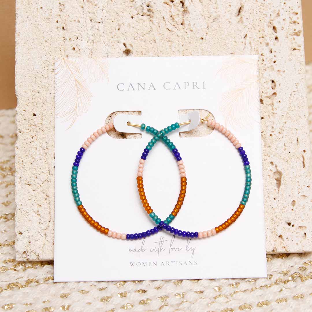 Amber Tide Beaded Hoop Earrings - Handmade Artisan Jewelry-Packaging