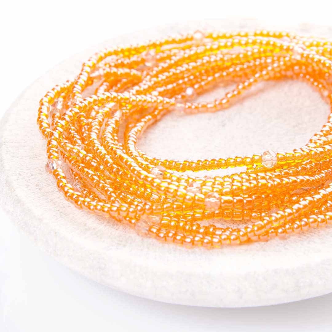 Aperol Spritz Beaded Ankle Bracelet - Handmade Artisan Jewelry - Close UP- Cana Capri