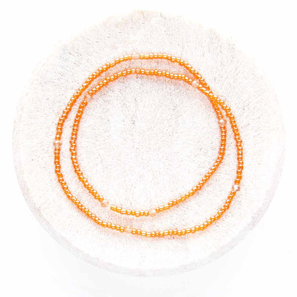 Aperol Spritz Beaded Ankle Bracelet - Handmade Artisan Jewelry - Top View - Cana Capri