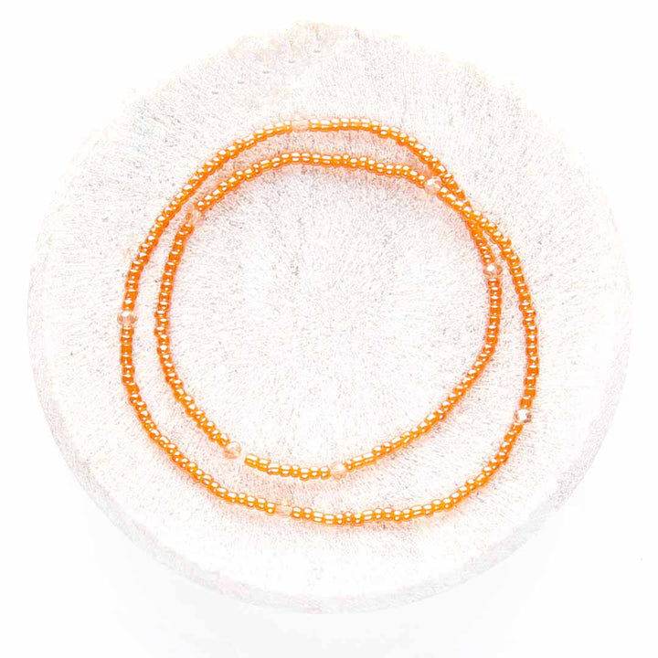 Aperol Spritz Beaded Ankle Bracelet - Handmade Artisan Jewelry - Top View - Cana Capri