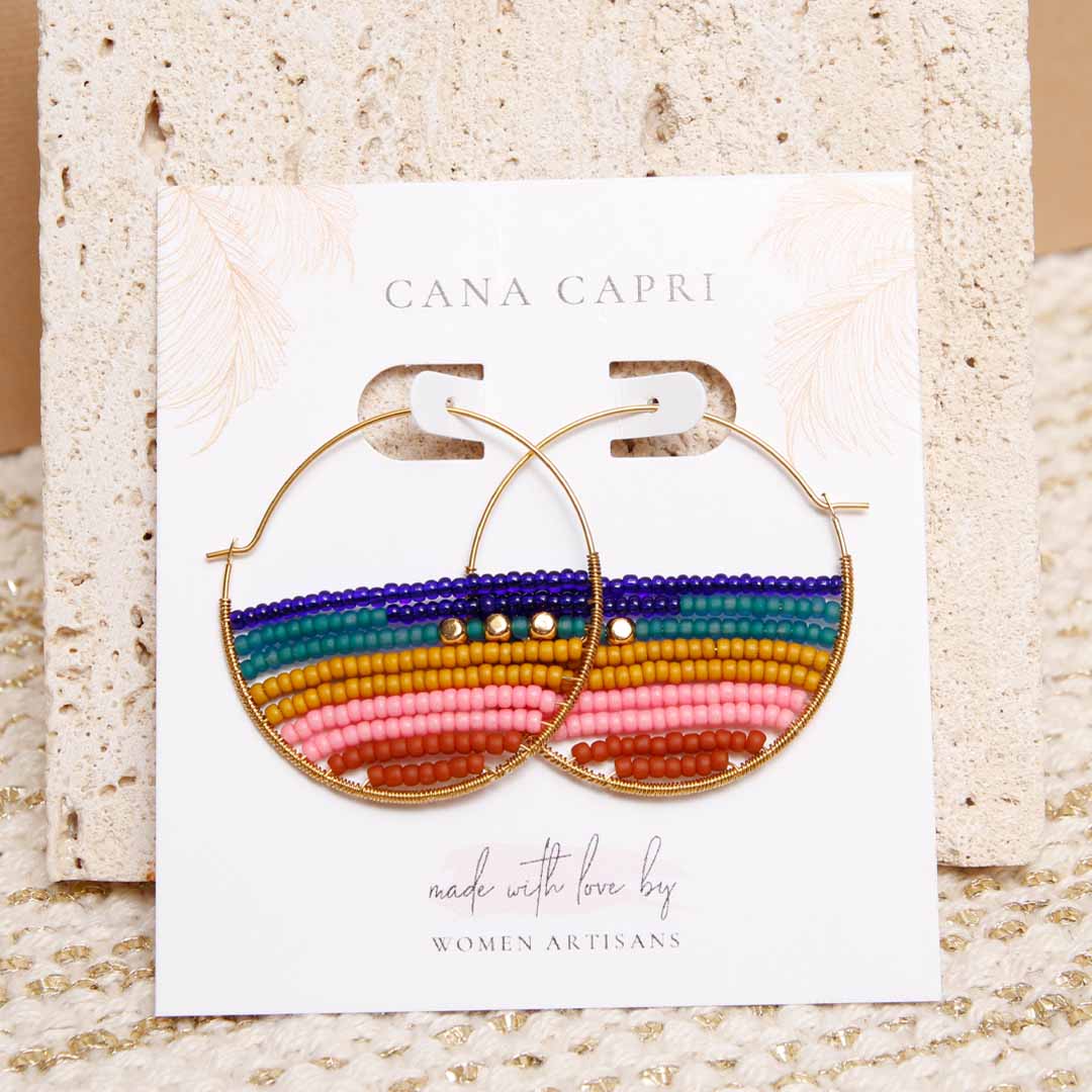 Bazaar Bloom Beaded Hoop Earrings - Handmade Artisan Jewelry-Packaging