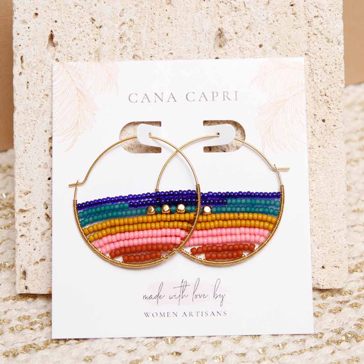 Bazaar Bloom Beaded Hoop Earrings - Handmade Artisan Jewelry-Packaging
