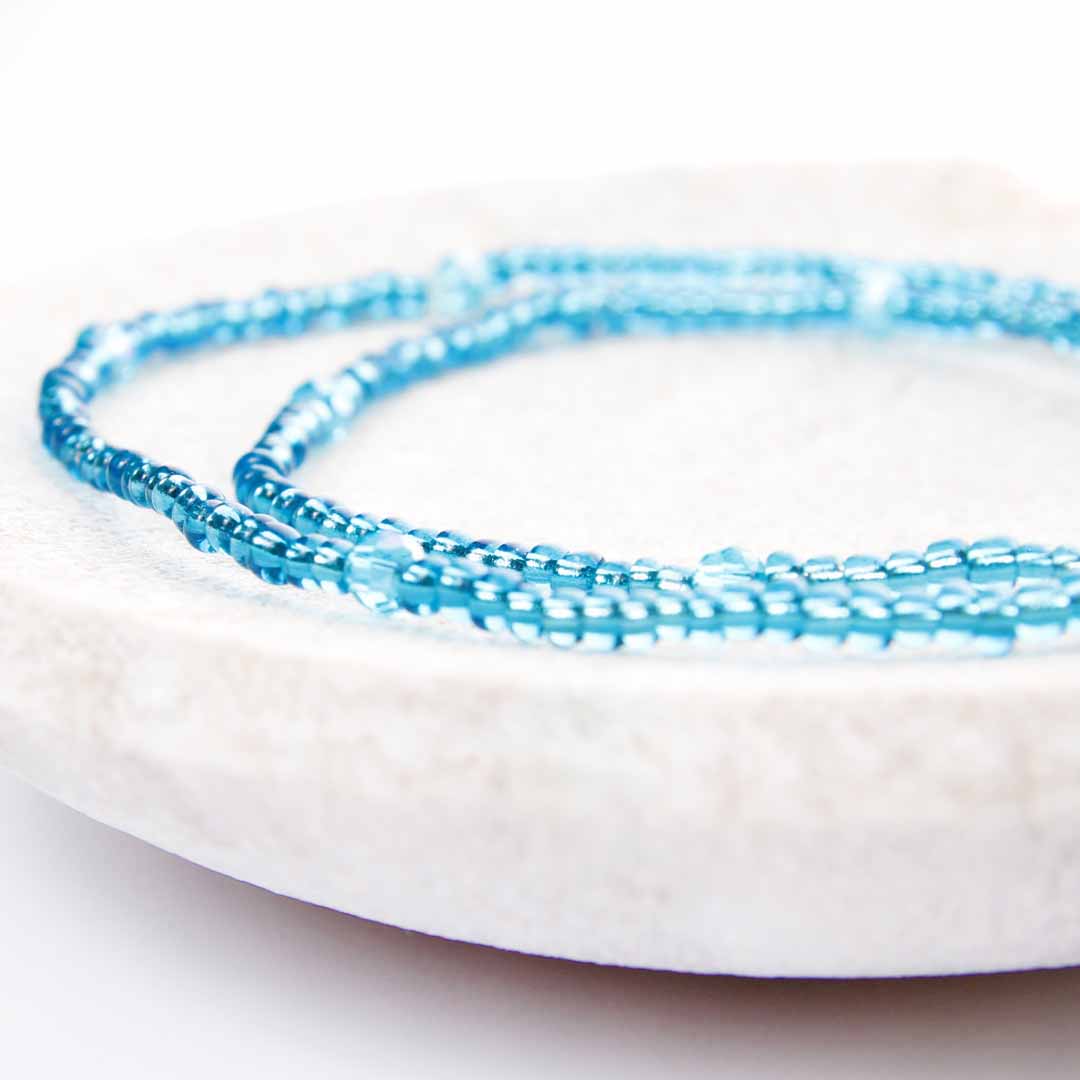 Turquoise Surf Beaded Ankle Bracelet - Handmade Artisan Jewelry - Cana Capri