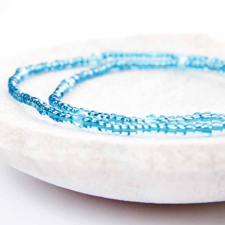 Turquoise Surf Beaded Ankle Bracelet - Handmade Artisan Jewelry - Cana Capri