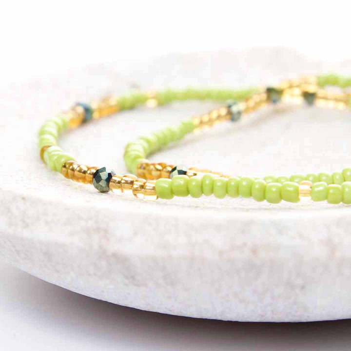 Beaded Ankle Bracelet - Handmade Artisan Jewelry - Close Up - Cana Capri