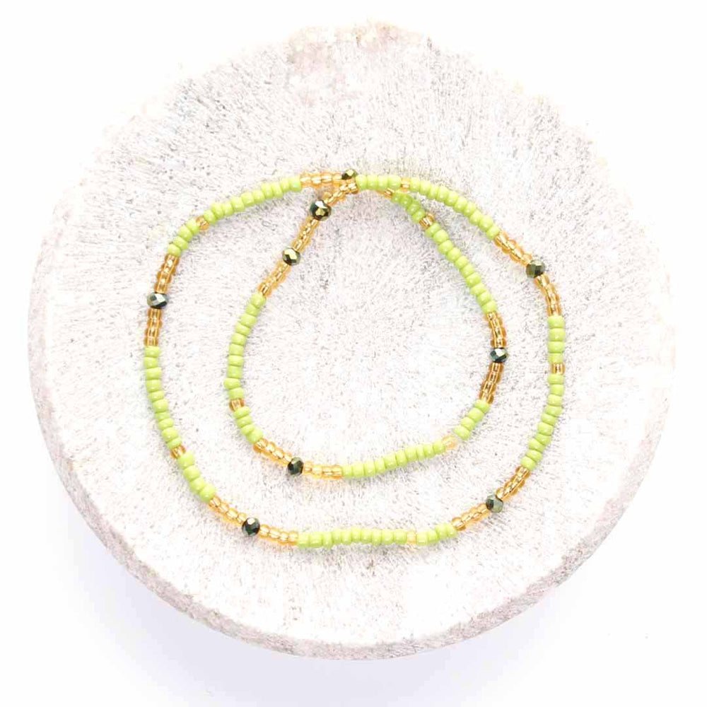 Beaded Ankle Bracelet - Handmade Artisan Jewelry - Top View - Cana Capri