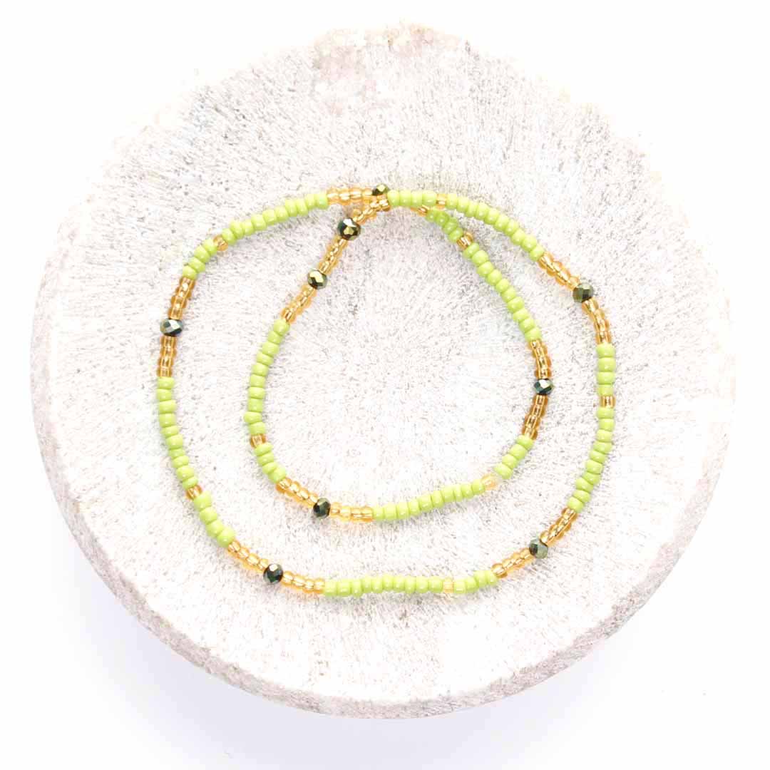 Beaded Ankle Bracelet - Handmade Artisan Jewelry - Top View - Cana Capri
