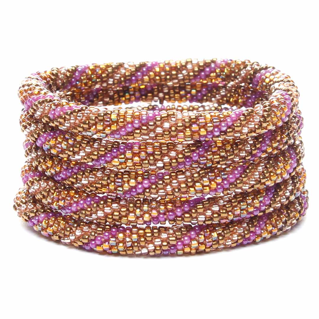 Berry Bronze Twist Beaded Bracelet STack