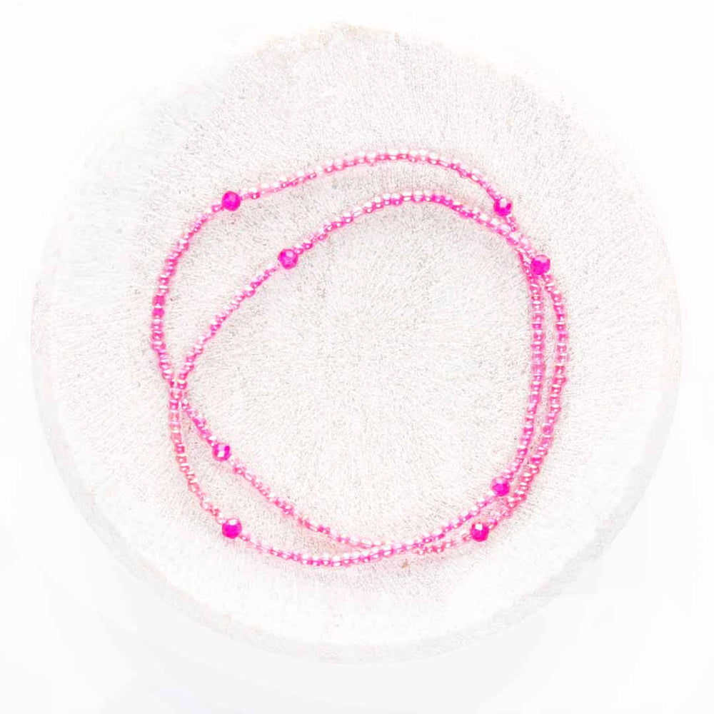 Berry Spritzer Beaded Ankle Bracelet - Handmade Artisan Jewelry - Top View - Cana Capri