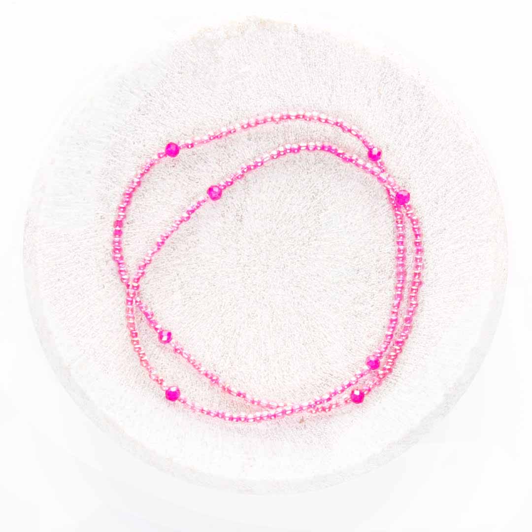 Berry Spritzer Beaded Ankle Bracelet - Handmade Artisan Jewelry - Top View - Cana Capri