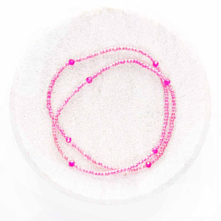 Berry Spritzer Beaded Ankle Bracelet - Handmade Artisan Jewelry - Top View - Cana Capri