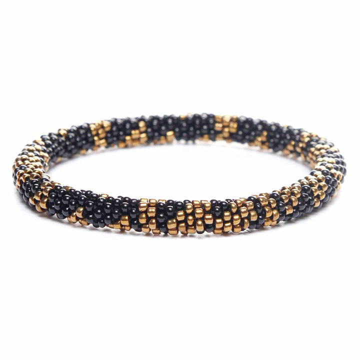 Black Sand Bracelet - Handmade Seed Bead Jewelry - Front