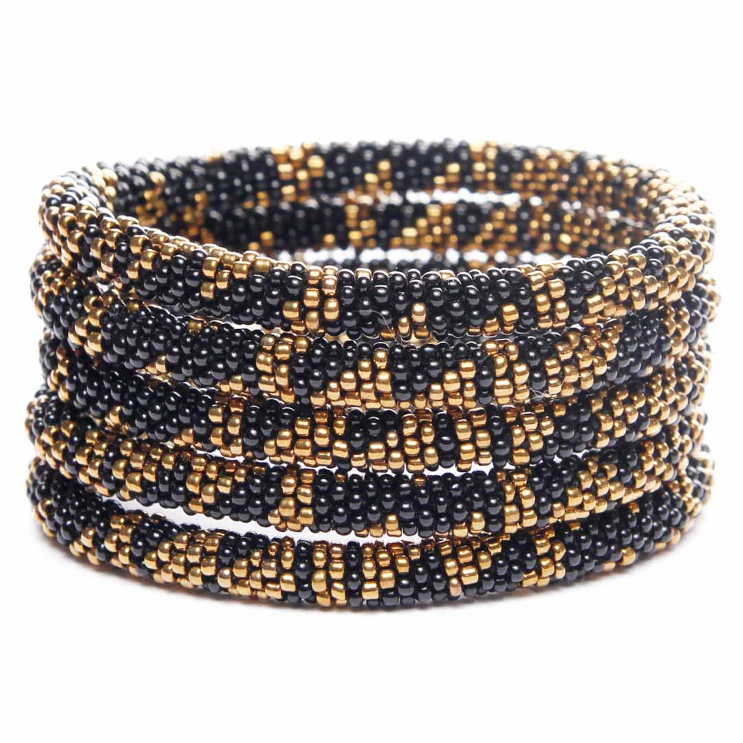Black Sand Bracelet - Handmade Seed Bead Jewelry - Stack
