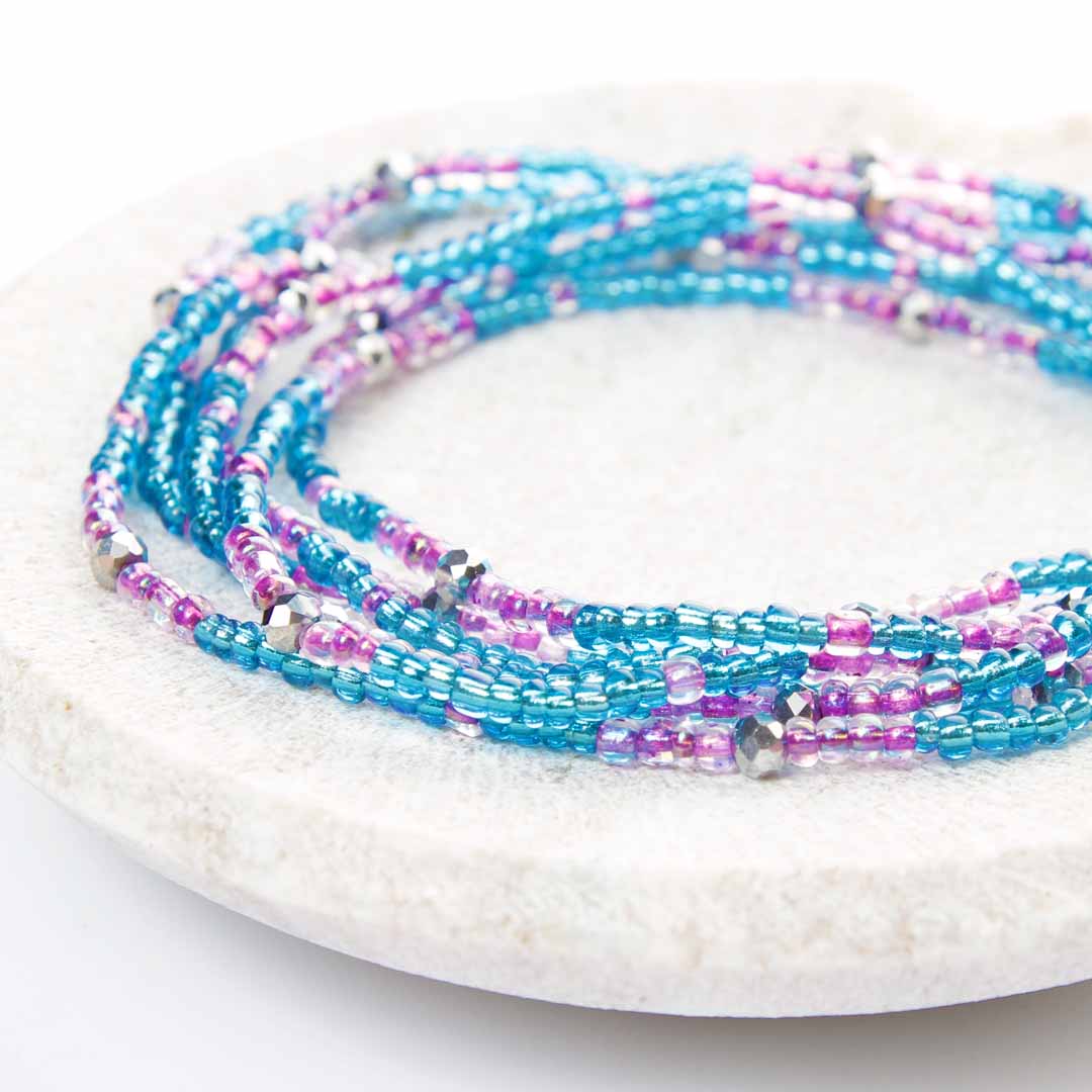 Blue Lavender Lagoon Beaded Anklet-1