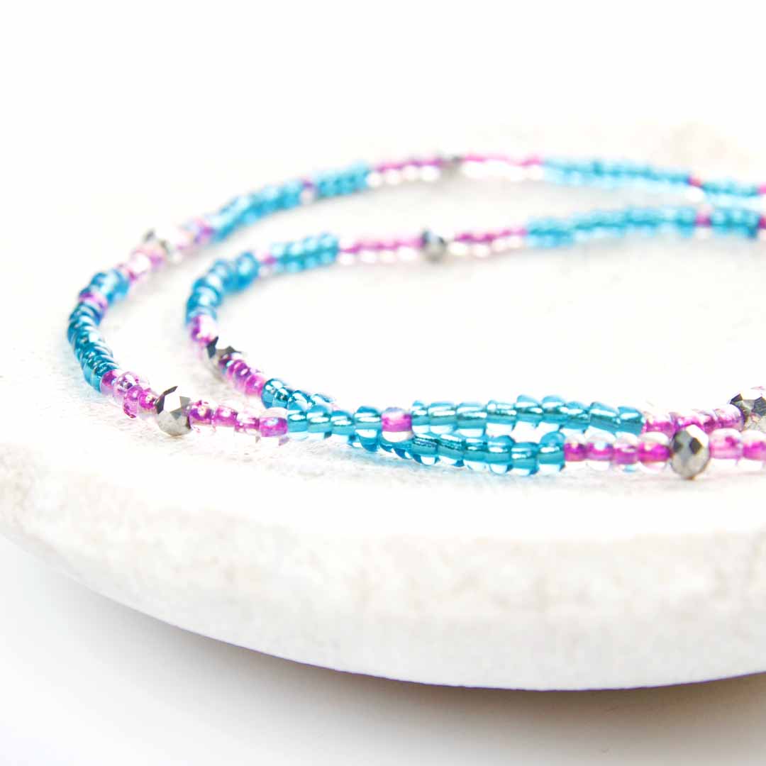 Blue Lavender Lagoon Beaded Anklet-2