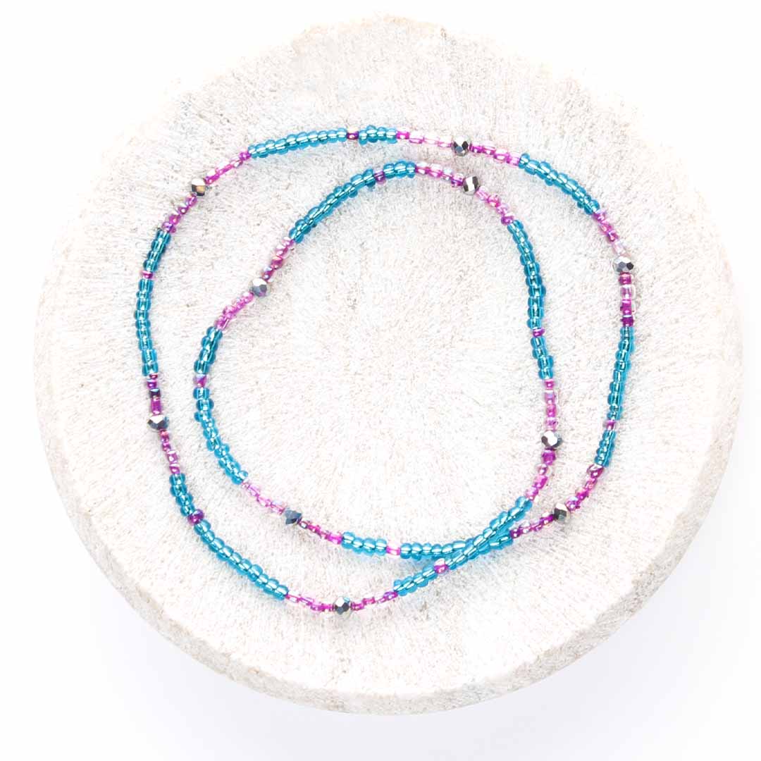 Blue Lavender Lagoon Beaded Anklet-3