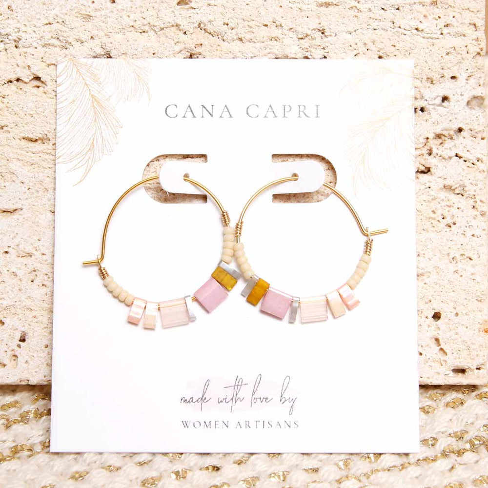 Blush Petal Dainty Beaded Hoop Earrings - Handmade Artisan Jewelry-Packaging