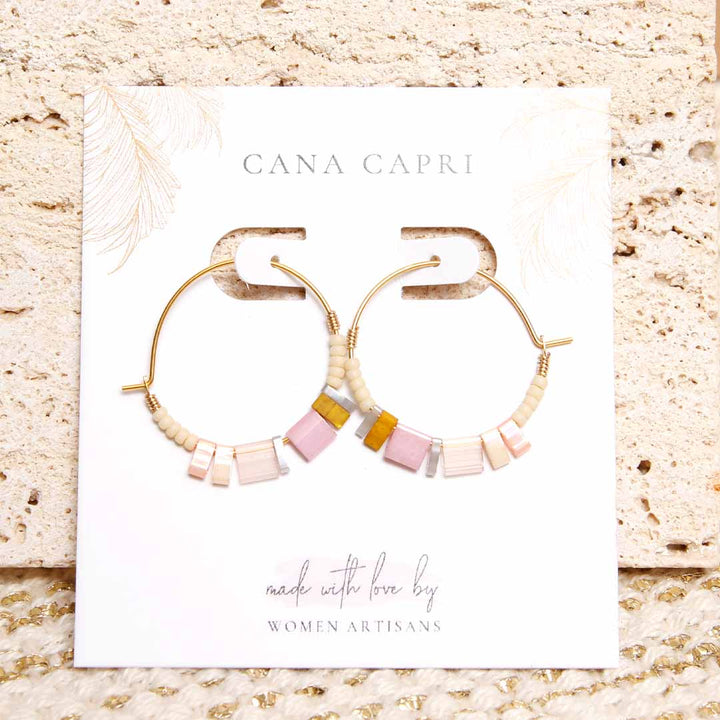 Blush Petal Dainty Beaded Hoop Earrings - Handmade Artisan Jewelry-Packaging