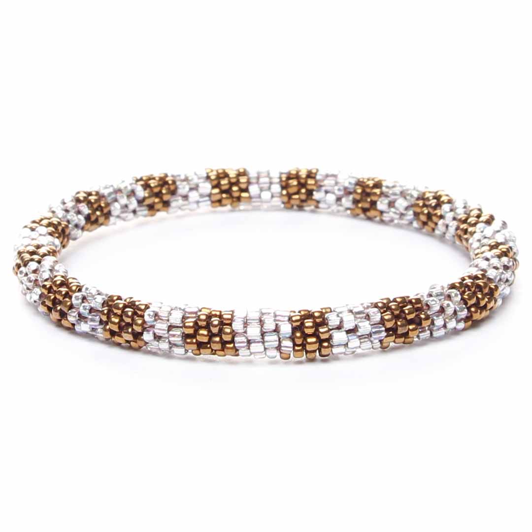 Bronze & Silver Shimmer Beaded Bracelet