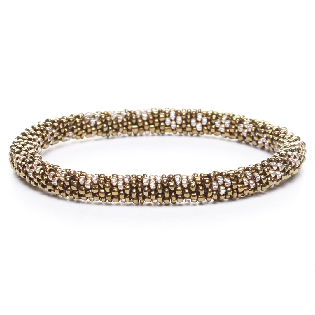 Bronze & Silver Sparkles Beaded Bracelet