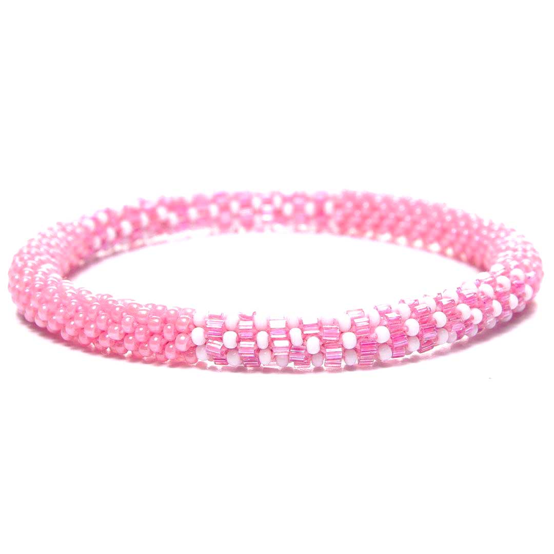 Pink Bubble Gum Stripe Beaded Bracelet-front
