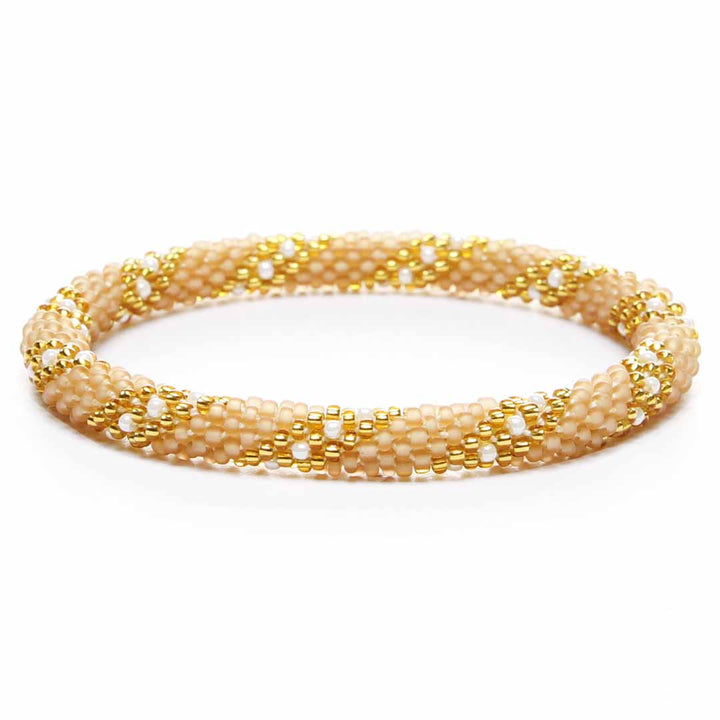 Butterscotch Pearl Twist Beaded Bracelet for Women-Front