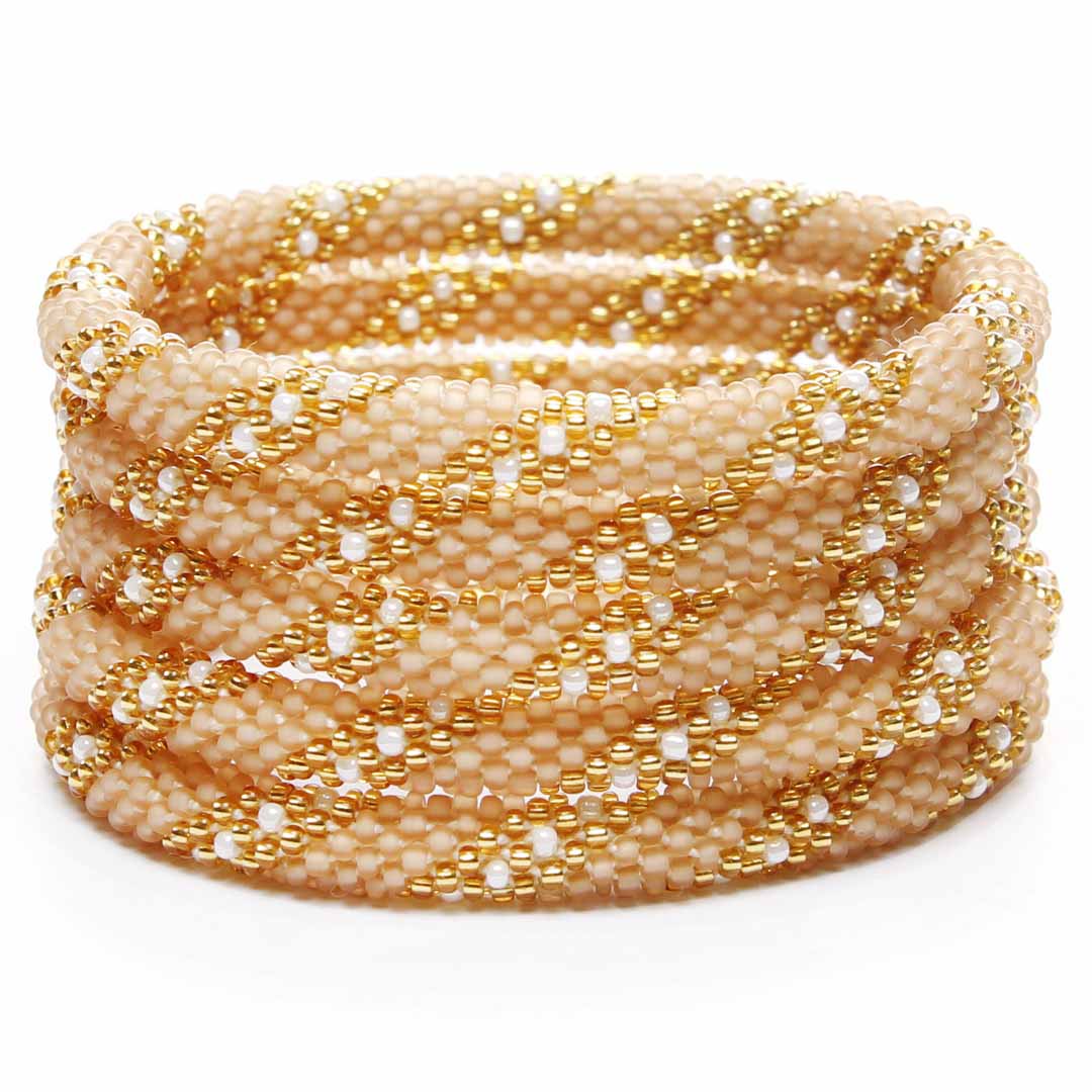 Butterscotch Pearl Twist Beaded Bracelet for Women-Stack