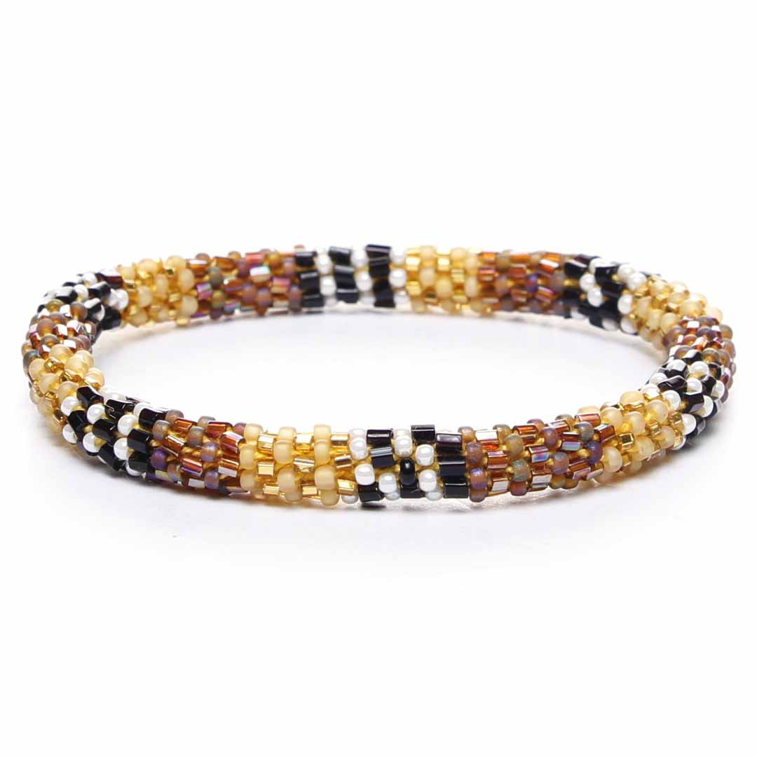 Caramel & Vanilla  Espresso Stripe Beaded Bracelet