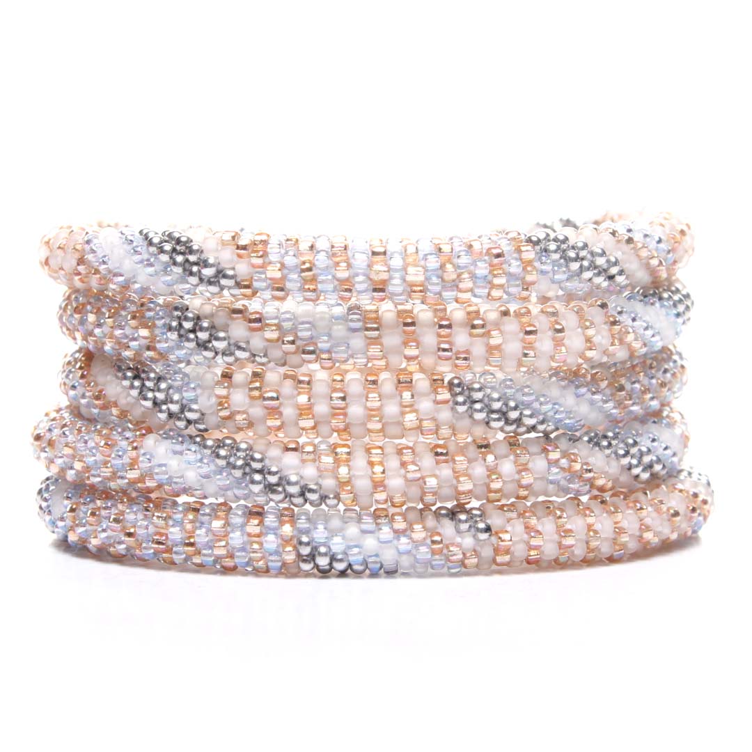 Champagne Frost Beaded Bracelet Stack