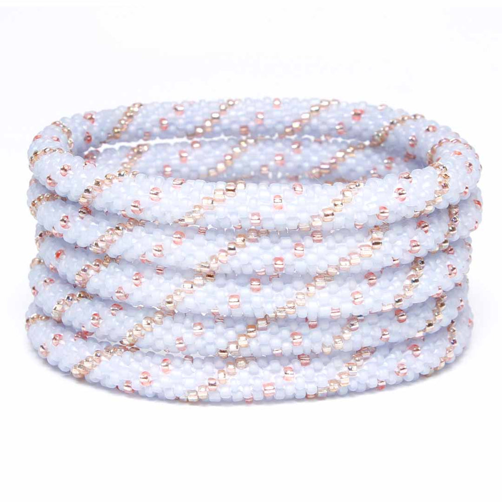 Champagne Frost Beaded Bracelet Stack