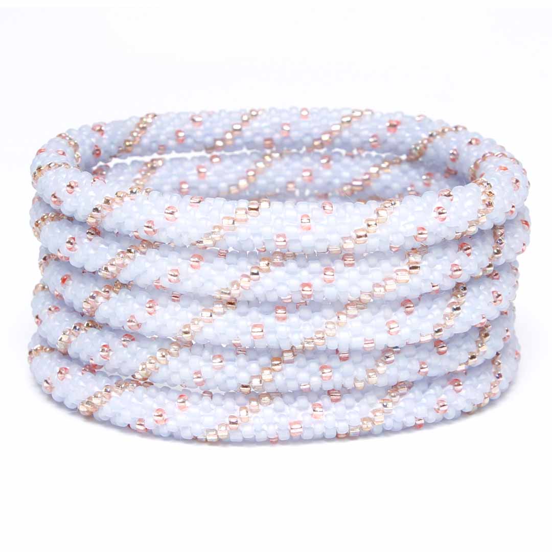 Champagne Frost Beaded Bracelet Stack