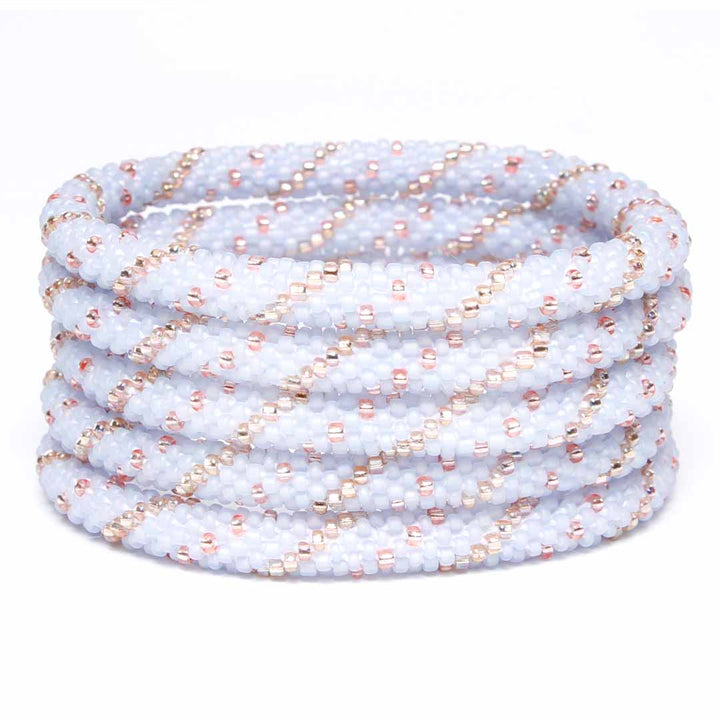 Champagne Frost Beaded Bracelet Stack