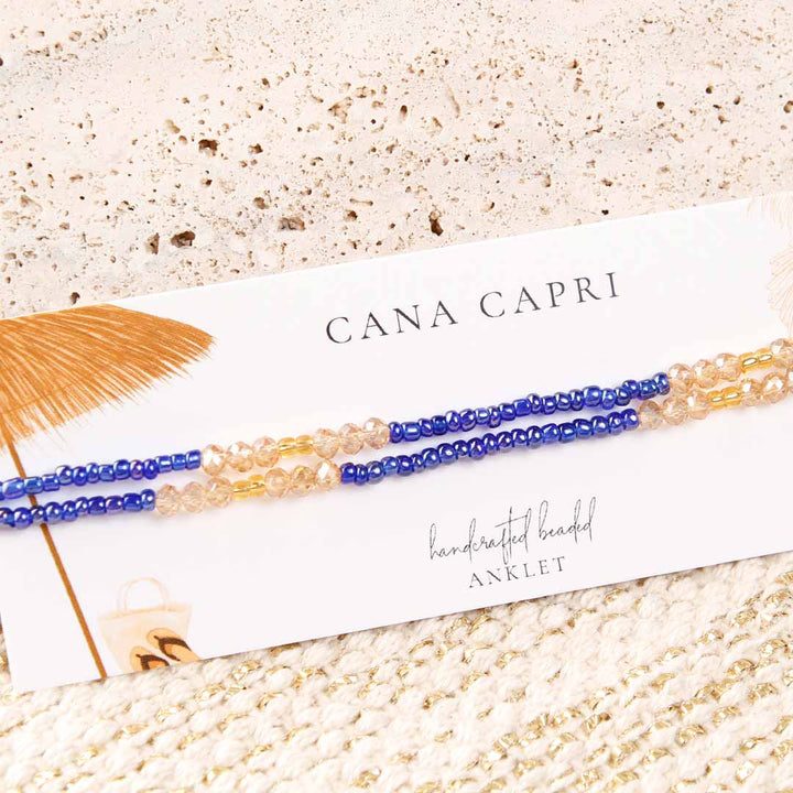 Champagne Marina Beaded Ankle Bracelet - Handmade Artisan Jewelry - Packaging - Cana Capri