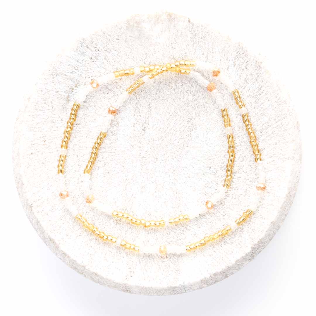 Champagne & Pearls Beaded Anklet-1