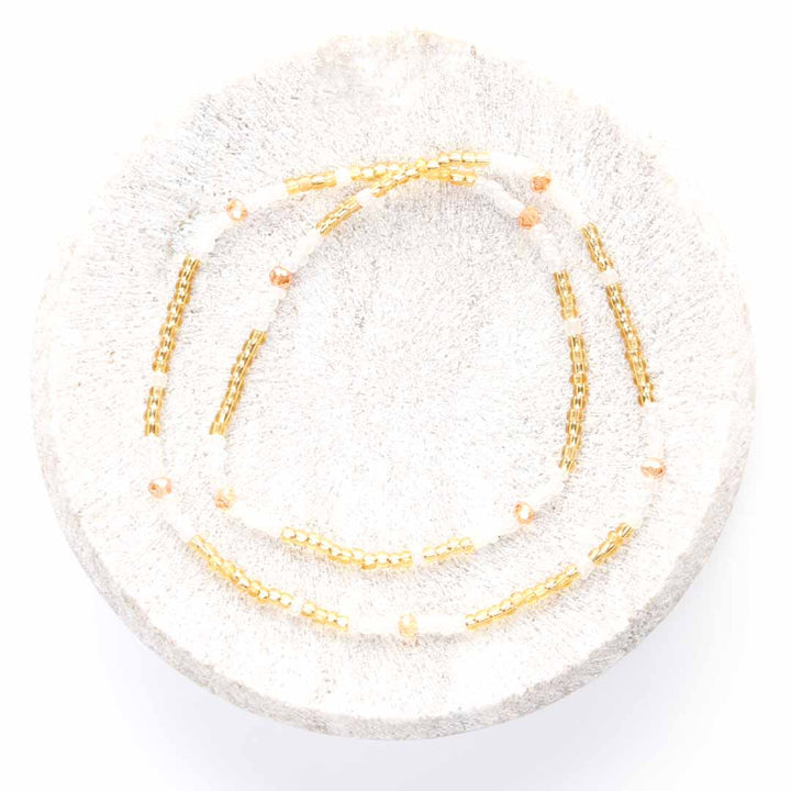 Champagne & Pearls Beaded Anklet-1