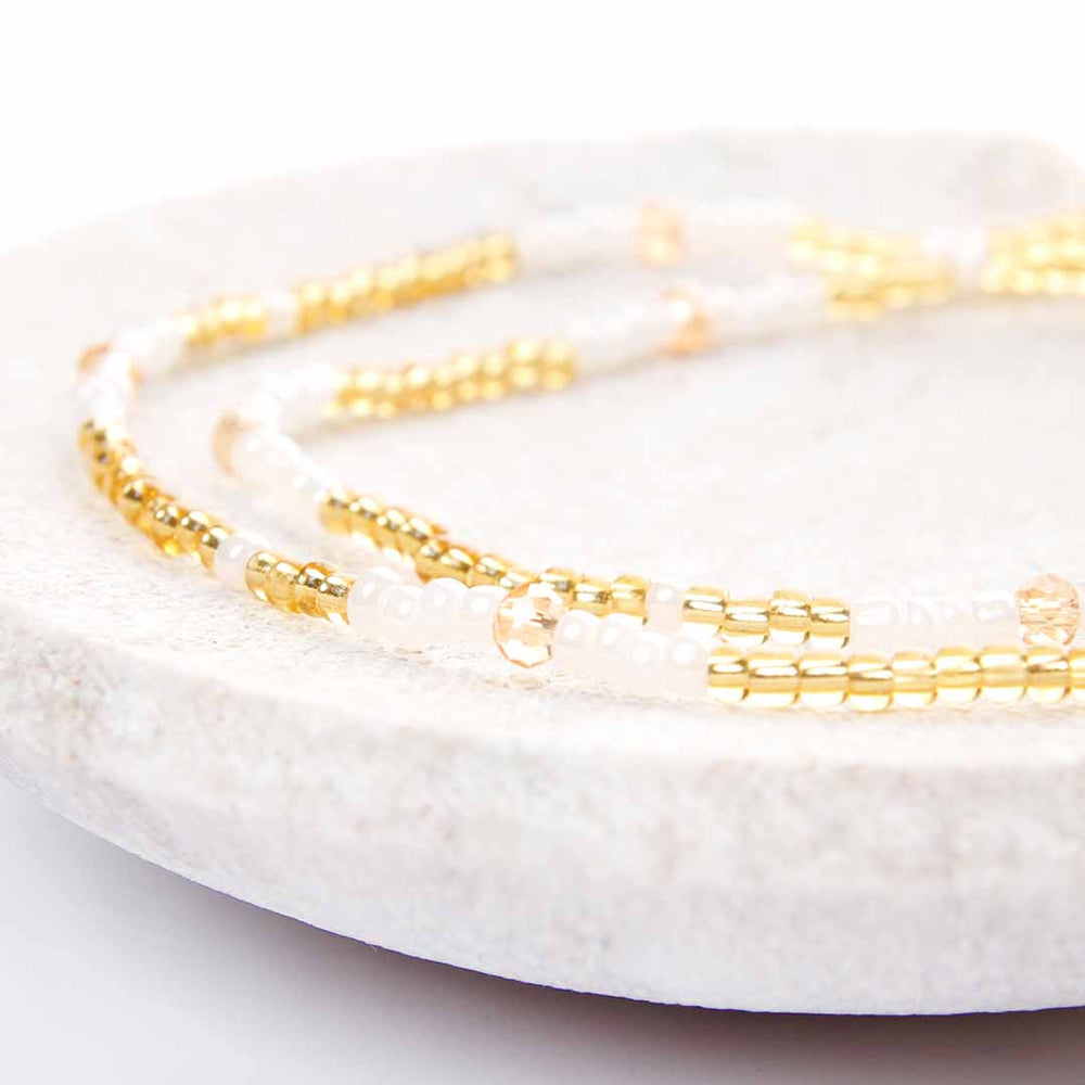 Champagne & Pearls Beaded Anklet-2