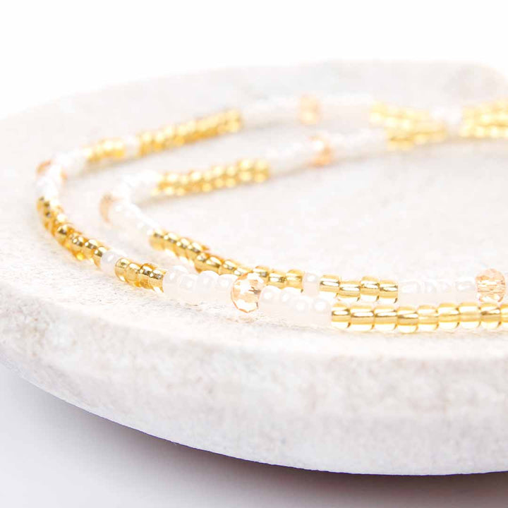 Champagne & Pearls Beaded Anklet-2