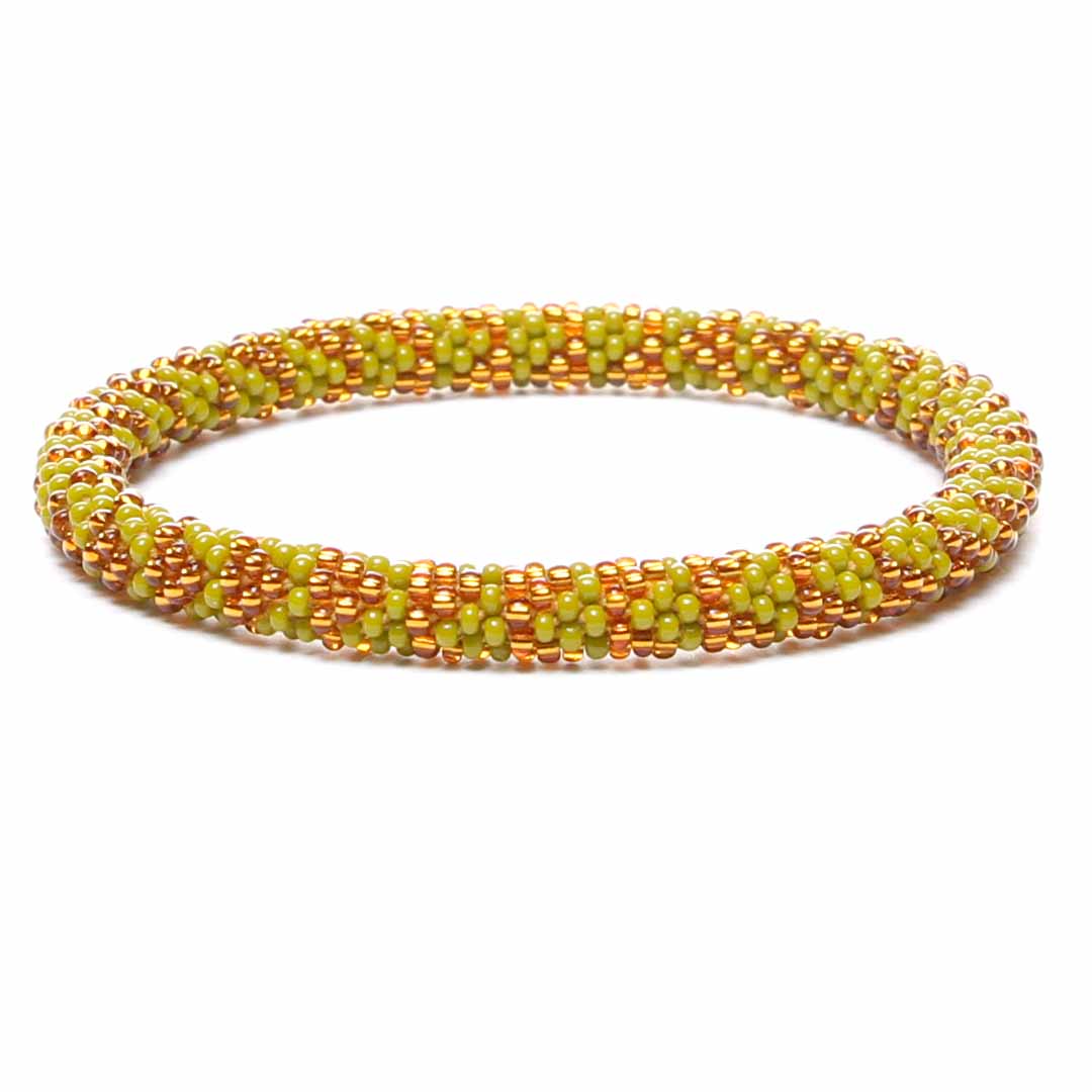 Chartreuse Gold Sparkles Beaded Bracelet