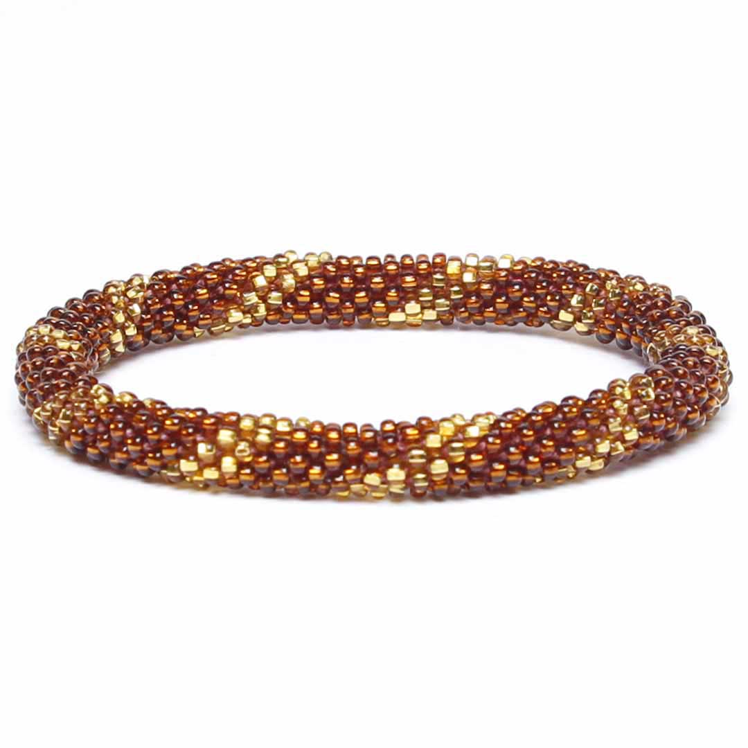 Cinnamon Gold Twist Beaded Bracelet 