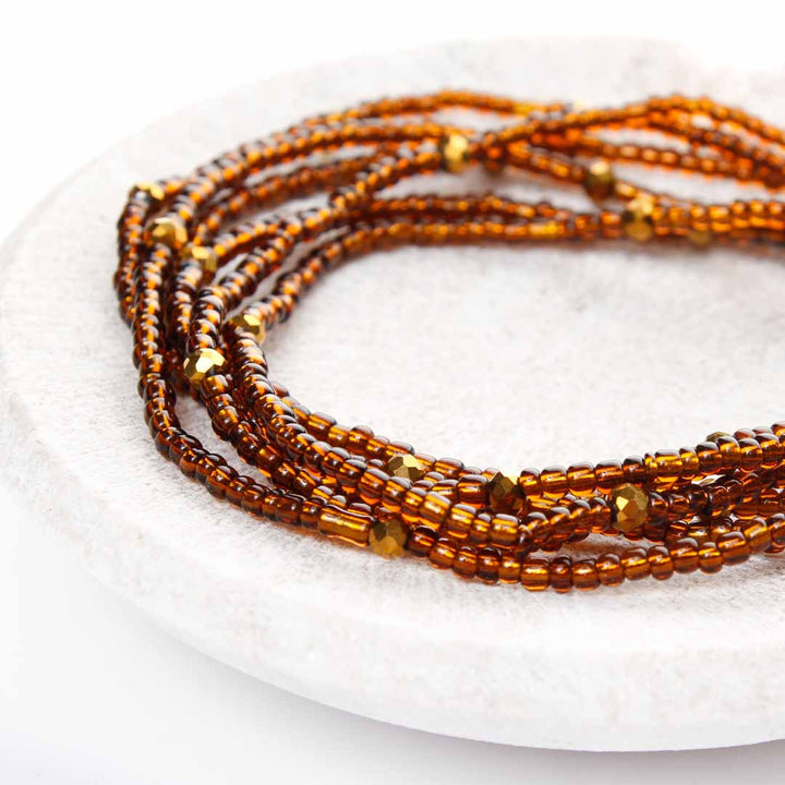 Cinnamon Shimmer Beaded Anklet-3